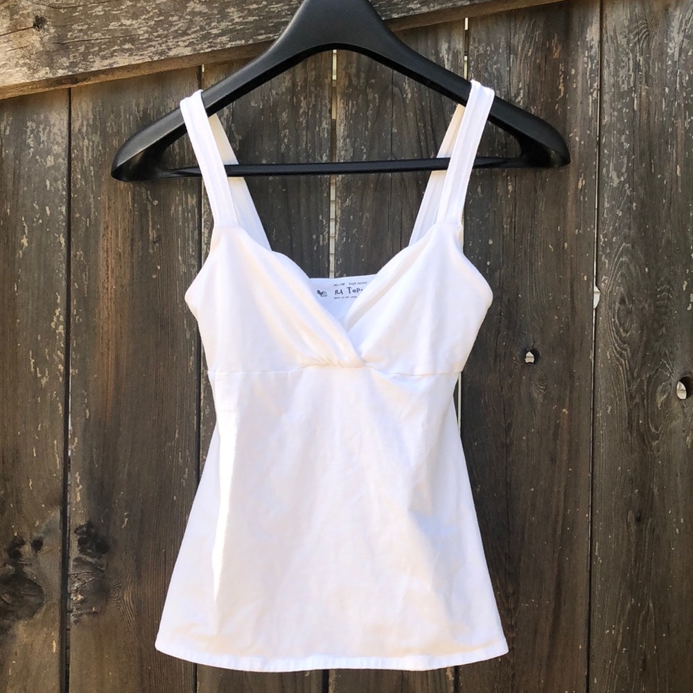 white plunge top with shelf bra